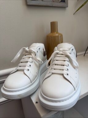 Alexander McQueen White Leather Oversized Sneakers Size